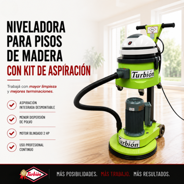 NIVELADORA PARA PISOS DE MADERA 2HP CON KIT DE ASPIRACION
