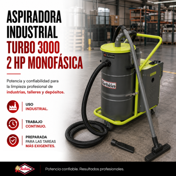 ASPIRADORA INDUSTRIAL TURBO 3000 2HP MONOFÁSICA