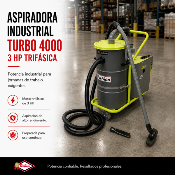 ASPIRADORA INDUSTRIAL TURBO 4000 3HP TRIFÁSICA