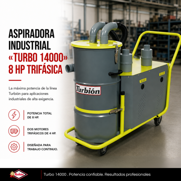 ASPIRADORA INDUSTRIAL "TURBO 14000" 8HP TRIFÁSICA