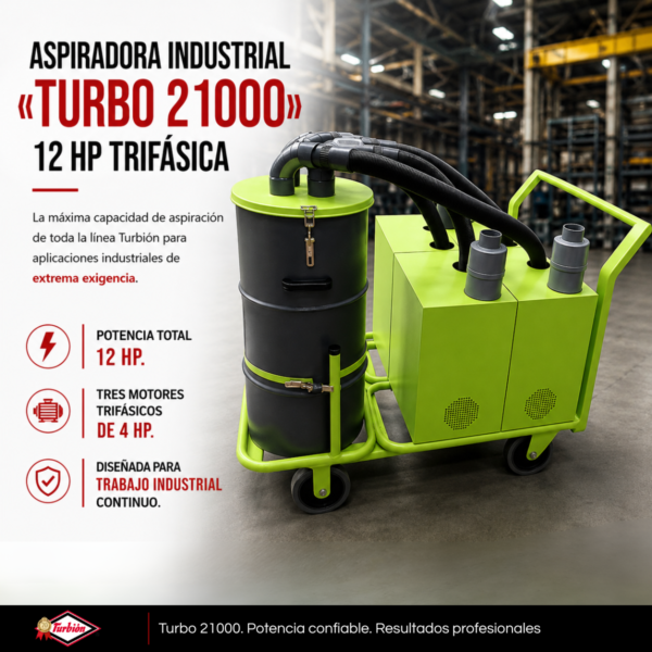 ASPIRADORA INDUSTRIAL "TURBO 21000" 12HP TRIFÁSICA