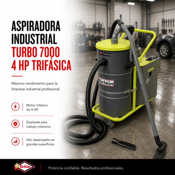 ASPIRADORA INDUSTRIAL TURBO 7000 4HP TRIFÁSICA